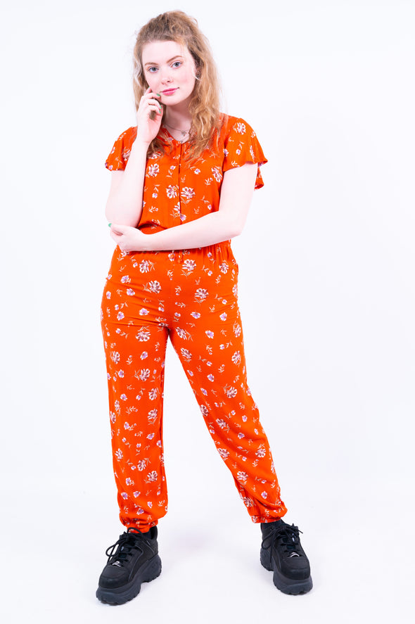 Orange Floral Jumpsuit
