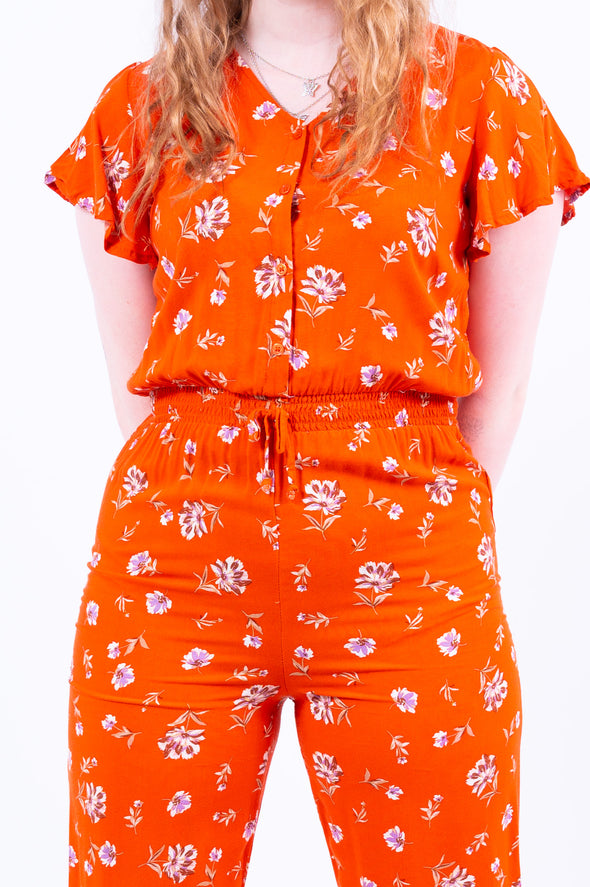 Orange Floral Jumpsuit