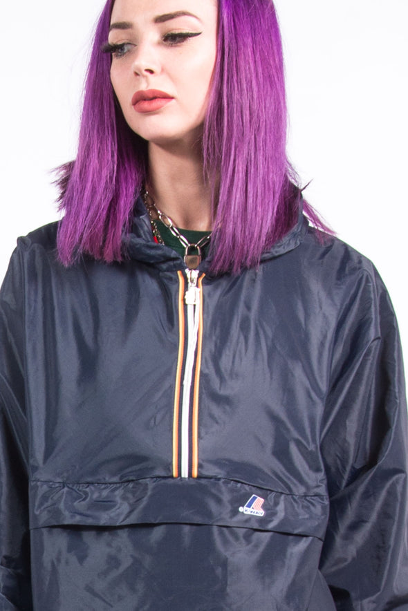 Vintage Hooded K-Way 1/4 Zip Raincoat