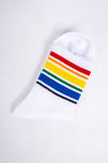Rainbow Striped White Tube Socks