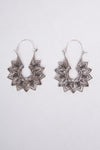 Boho Silver Mandala Hoop Earrings