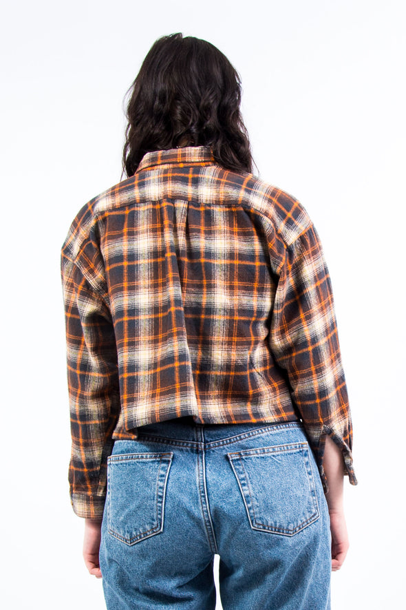 Vintage 90's Autumnal Cropped Flannel Shirt