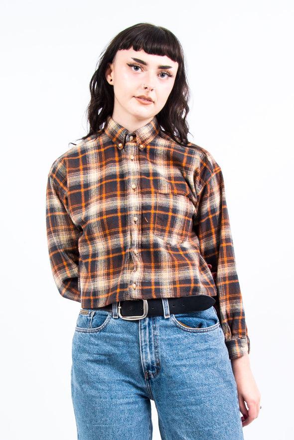 Vintage 90's Autumnal Cropped Flannel Shirt