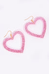 Cute Glittery Pink Heart Earrings