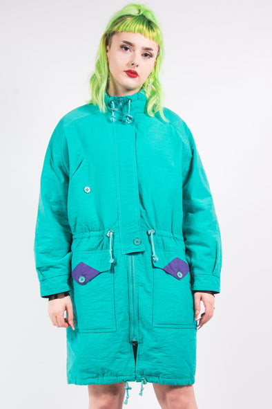 Vintage 90's Turquoise Parka Coat