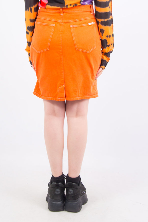 Vintage 90's Orange Denim Pencil Skirt