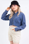 Vintage 90's Powder Blue Cropped Cord Shirt