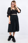 Vintage 90's Black Floral Midi Skirt