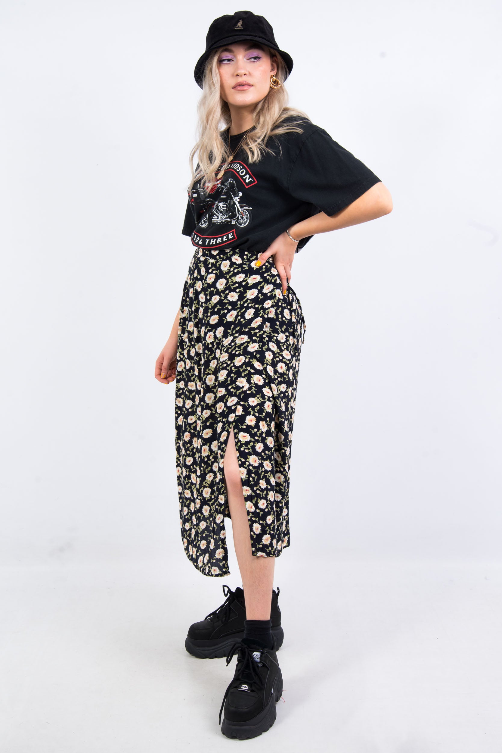 Vintage 90's Floral Midi Skirt THE VINTAGE SCENE – The Vintage Scene