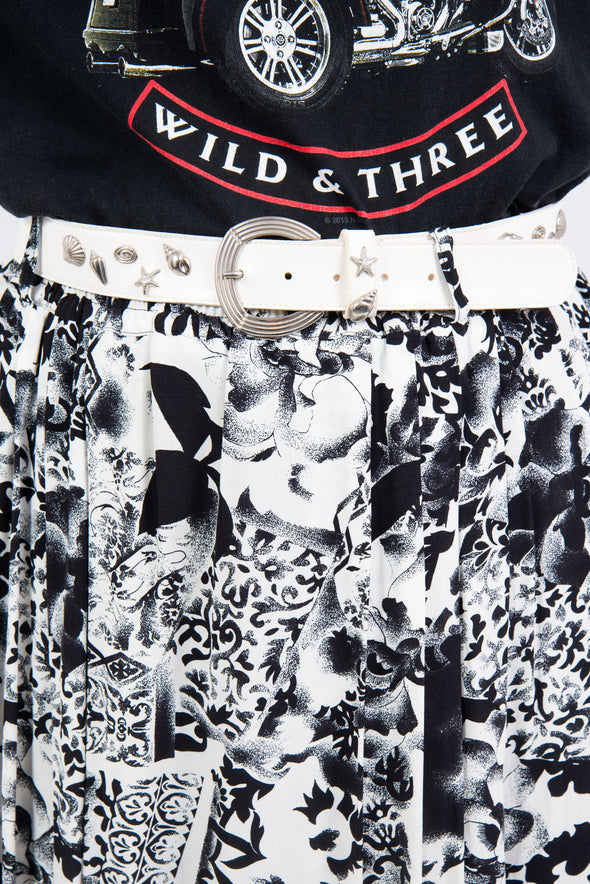 Vintage 90's Belted Floral Midi Skirt