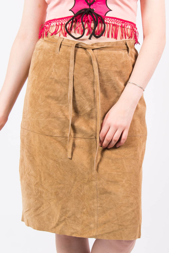 Vintage Beige Suede Western Skirt