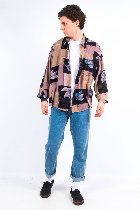 90's Vintage Crazy Pattern Shirt