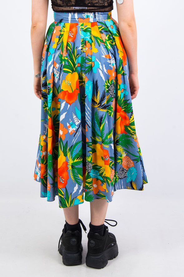 Vintage 90's Floral Print Midi Skirt