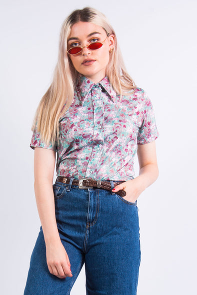 Vintage 70's Floral Short Sleeve Shirt