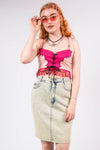 Vintage Acid Wash Denim Midi Skirt