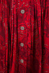 Vintage 90's Red Abstract Print Midi Skirt