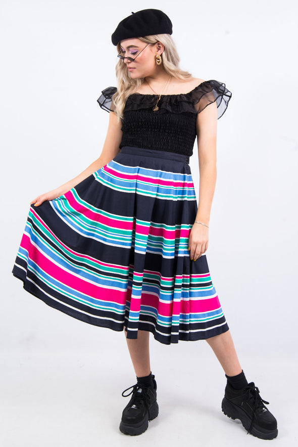 Vintage 80's Stripe Midi Skirt