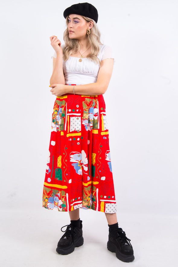 Vintage 90's Abstract Floral Print Skirt