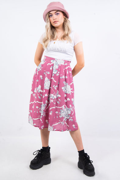 Vintage 90's Gingham Floral Midi Skirt