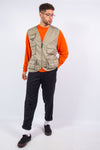 Vintage 90's khaki beige utility vest 