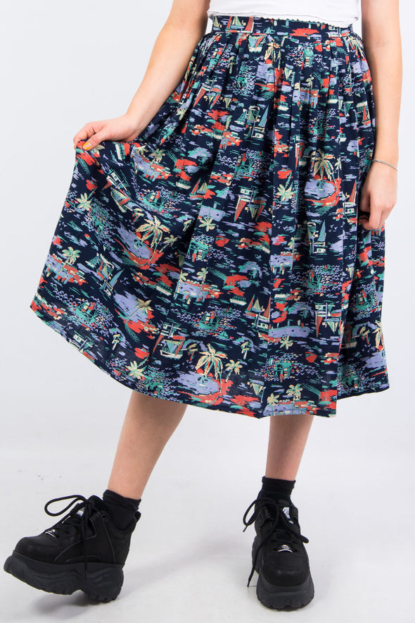 Vintage 90's Print Midi Skirt