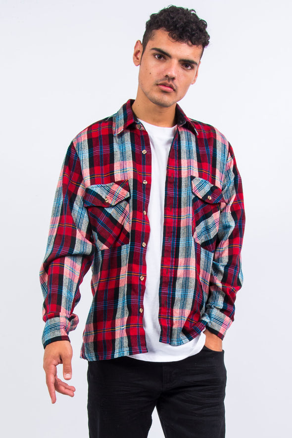 90's Classic Red Check Flannel Shirt