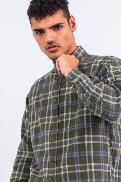 Vintage Green Check Flannel Shirt