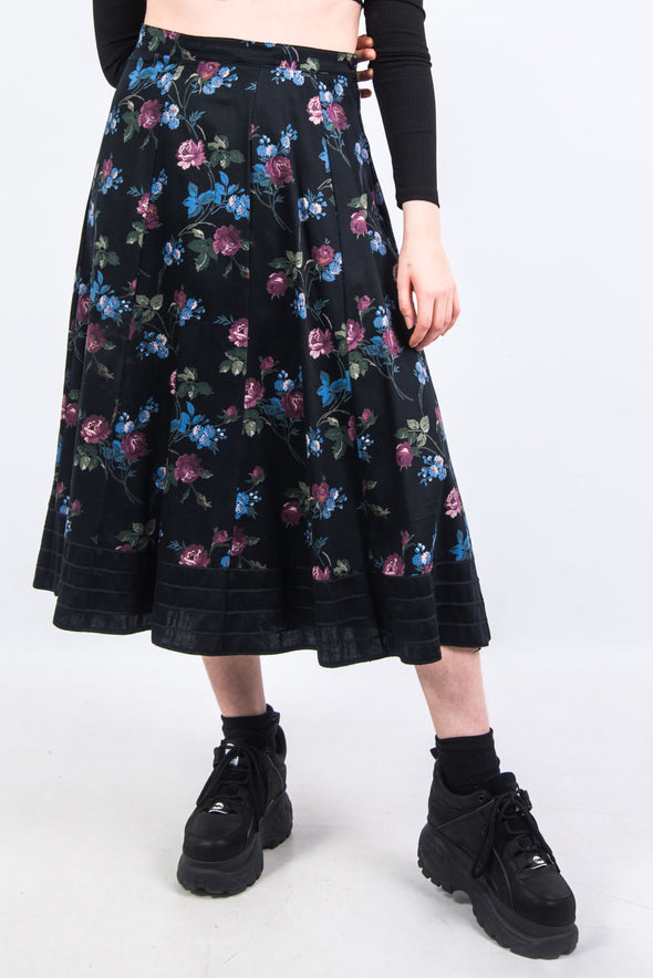 Vintage 80's Floral Midi Skirt