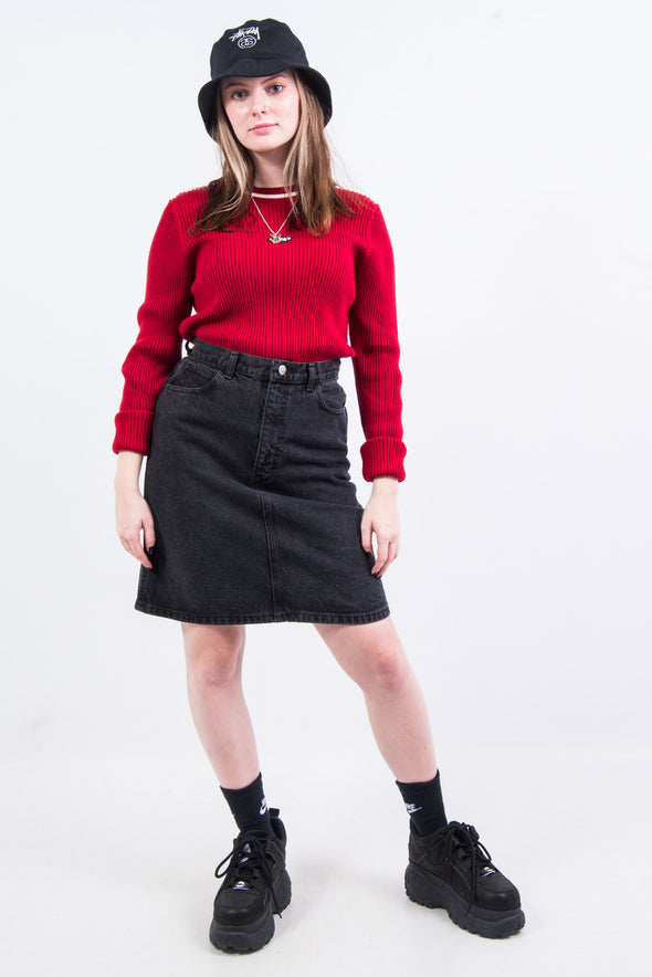 Vintage 90's Black Denim Mini Skirt