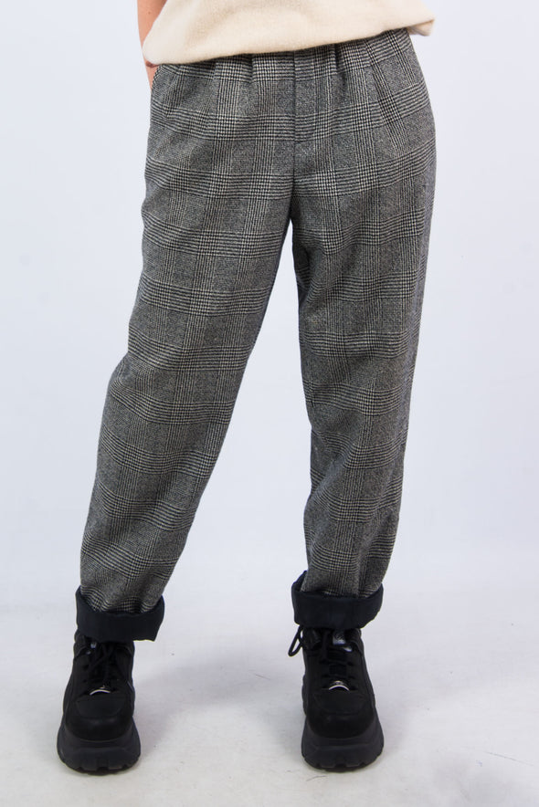 Vintage Check Plaid High Waist Trousers