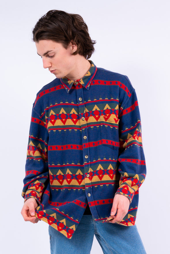 Vintage Aztec Pattern Flannel Shirt