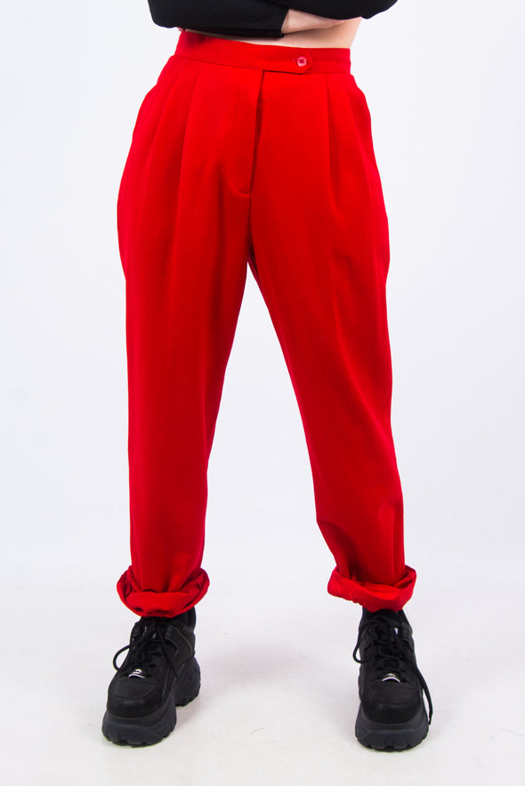 Vintage 90's Red High Waist Wool Trousers
