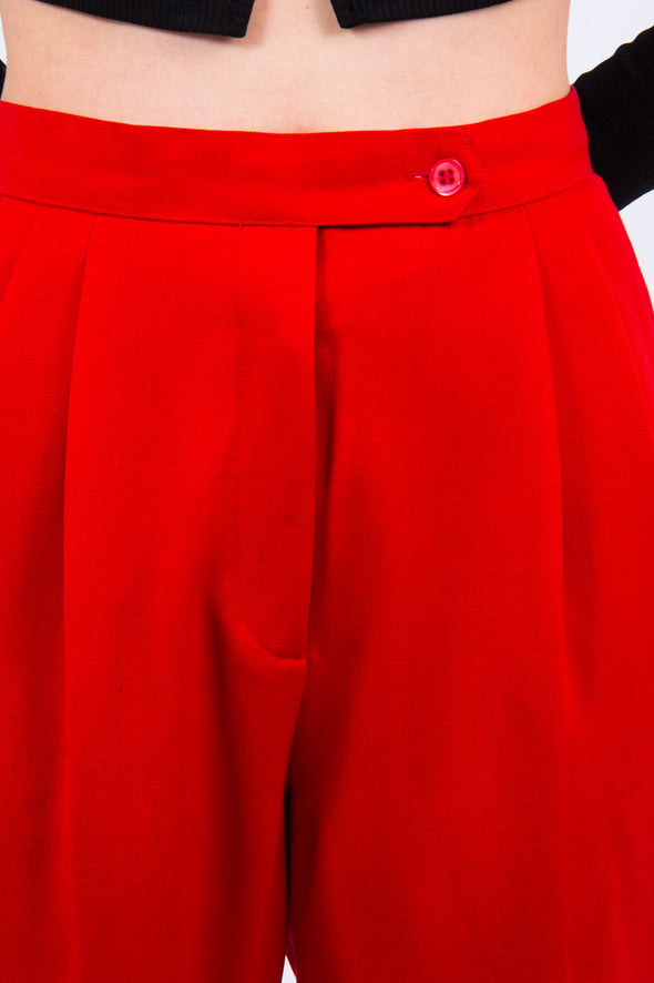 Vintage 90's Red High Waist Wool Trousers