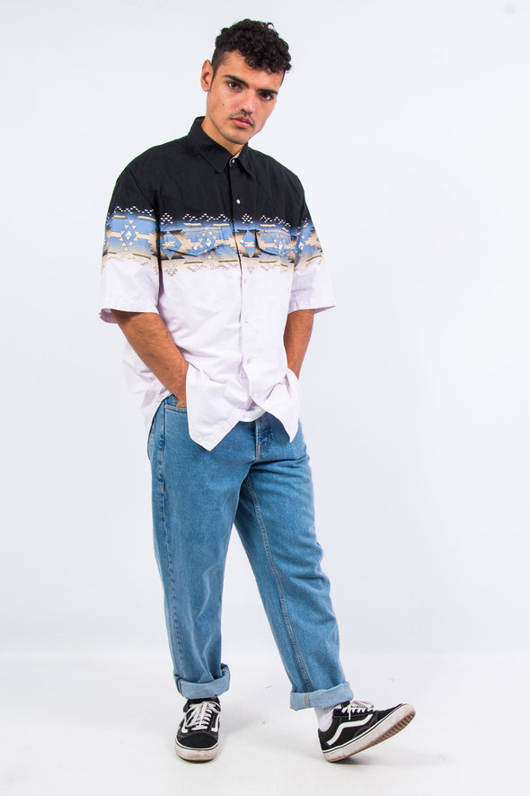 90's Aztec Pattern Western Shirt