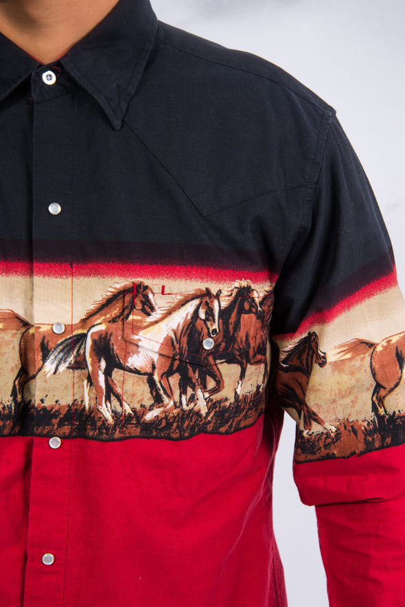 90's Horse Print Western Shirt