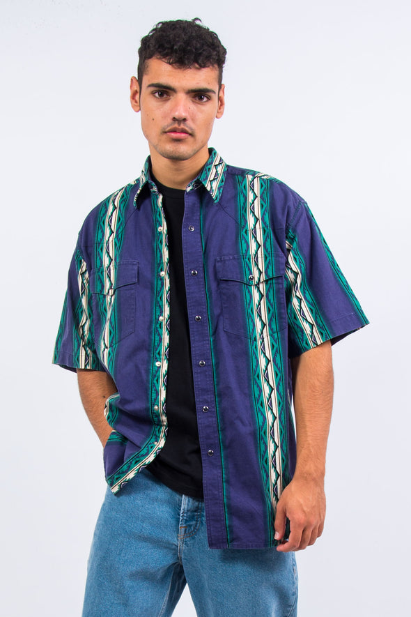 90's Wrangler Aztec Print Ranch Shirt