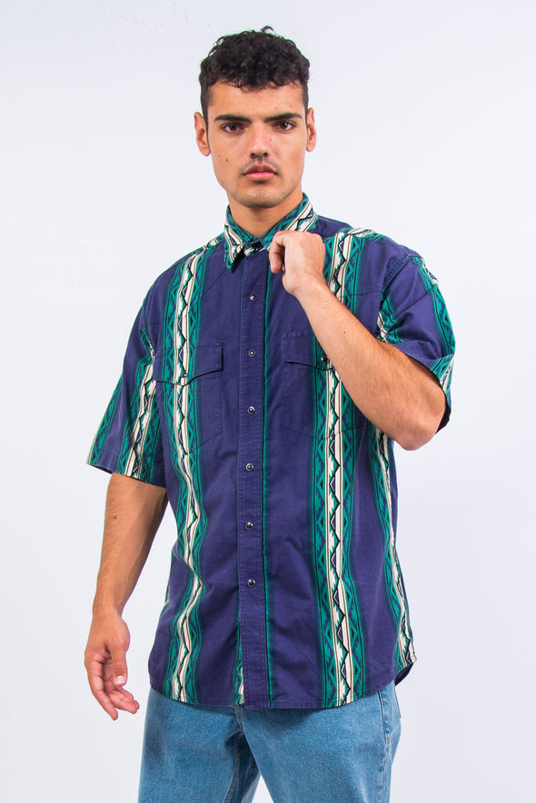 90's Wrangler Aztec Print Ranch Shirt