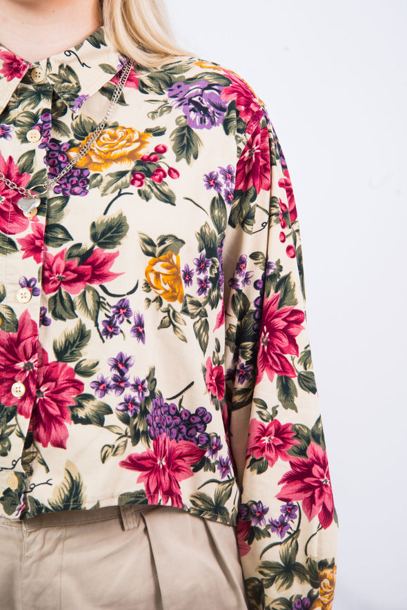 Vintage 90's Floral Cord Cropped Shirt