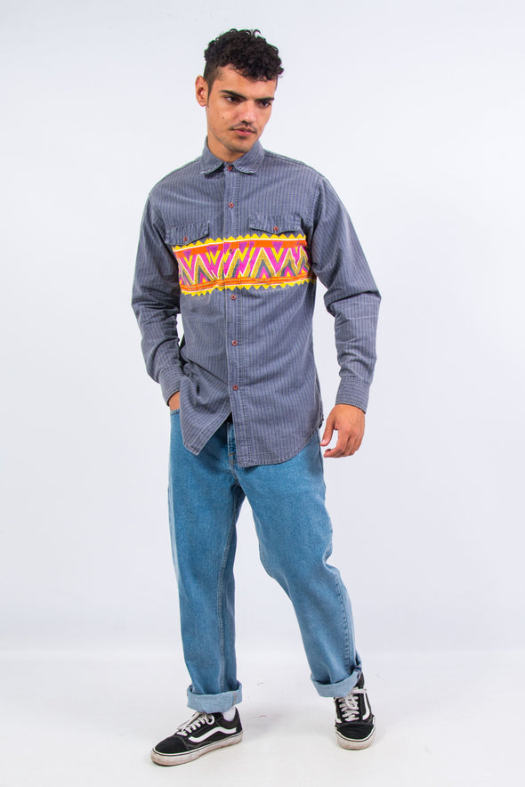 90's Aztec Pattern USA Ranch Shirt