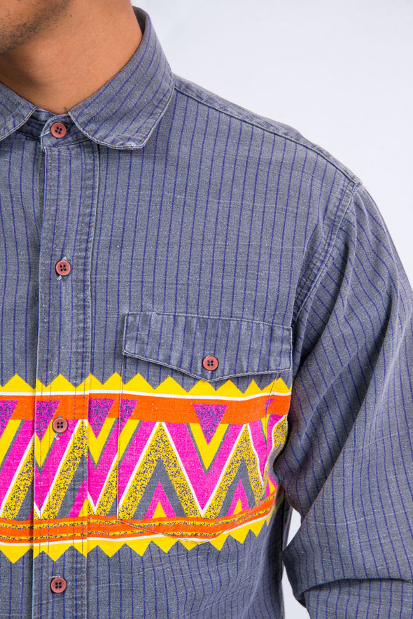 90's Aztec Pattern USA Ranch Shirt