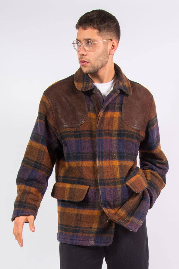 Vintage Check Pattern Wool Coat