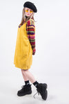Vintage 90's Yellow Cord Pinafore Dress