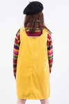 Vintage 90's Yellow Cord Pinafore Dress