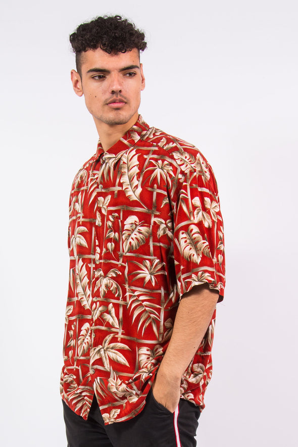 Vintage red hawaiian floral print shirt