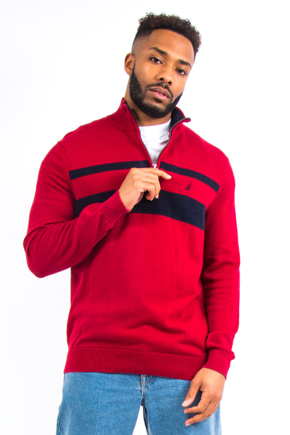 Nautica Red 1/4 Zip Sweatshirt