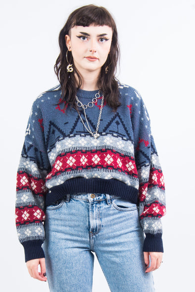 Vintage 90's Abstract Cropped Knit Jumper