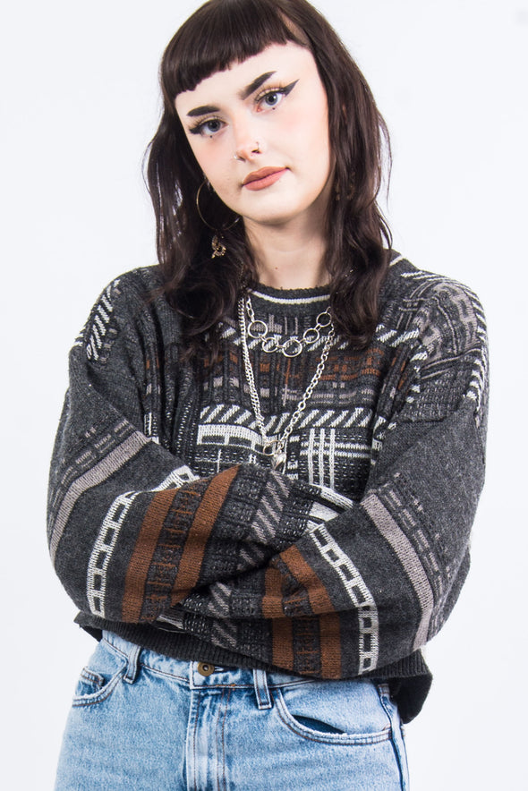 Vintage 90's Abstract Knit Crop Jumper