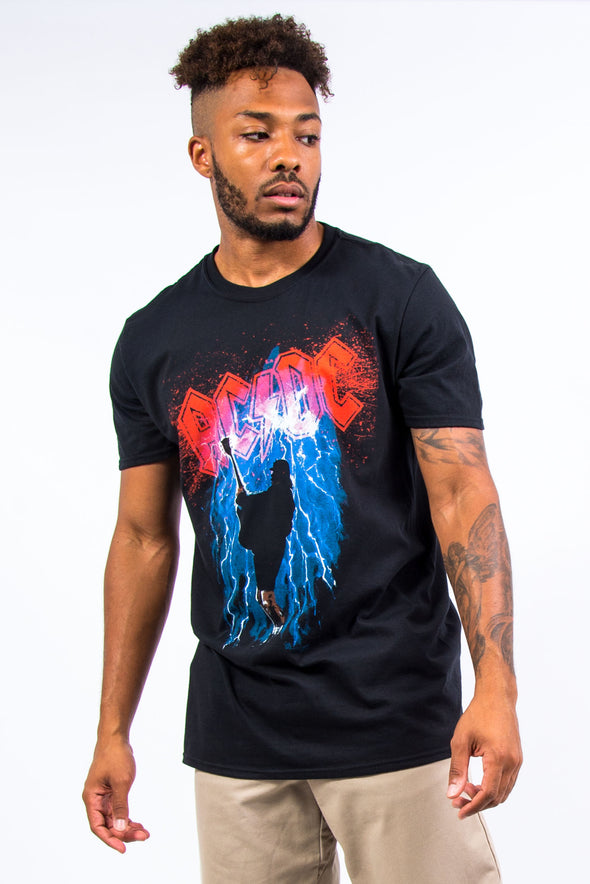 Black AC/DC Lightining Graphic Band T-Shirt