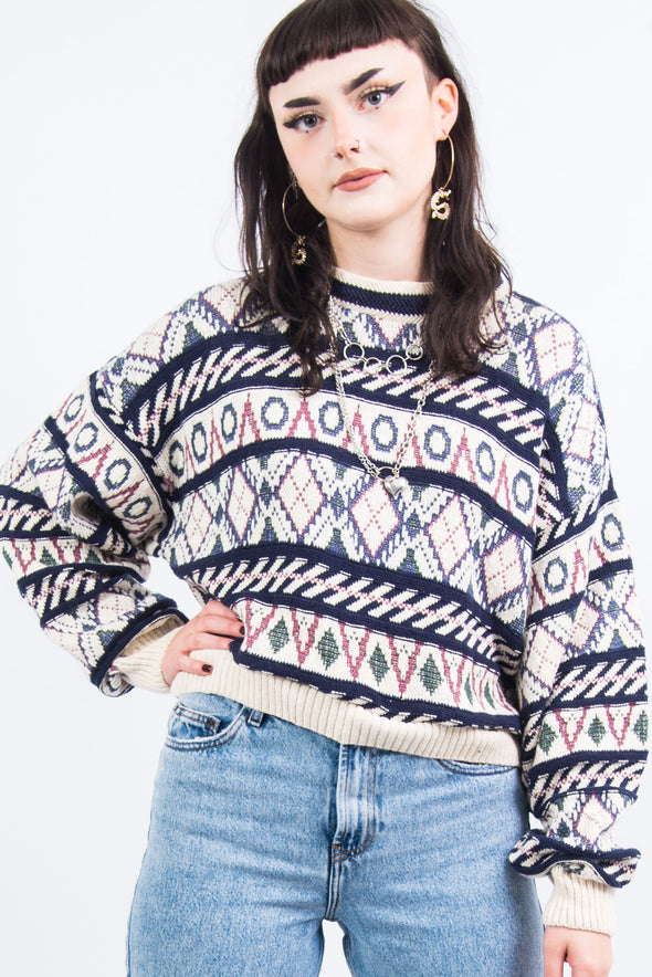 Vintage 90's Abstract Crop Knit Jumper