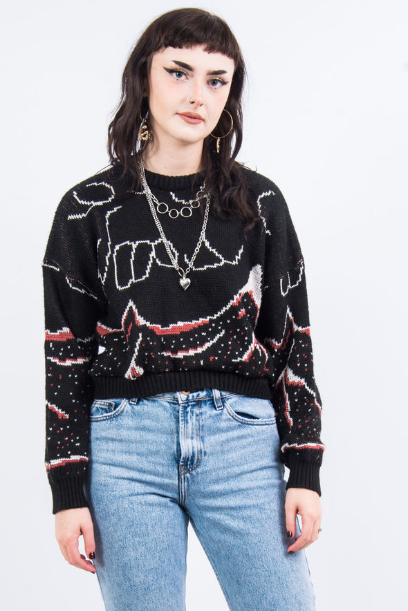 Vintage 90's Mountain Cropped Knit Jumper